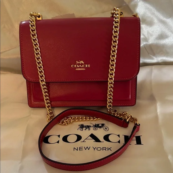 ❤️Coach NWT True Red Mini Klare Crossbody Bag with Gold Chain Strap &Hardware - Picture 4 of 9